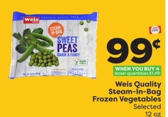 Weis Markets Weis quality steam-in-bag frozen vegetables offer