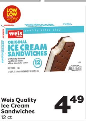 Weis Markets Weis quality ice cream sandwiches offer