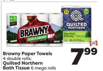Weis Markets Brawny paper towels 4 double rolls quilted northern bath tissue 6 mega rolls offer