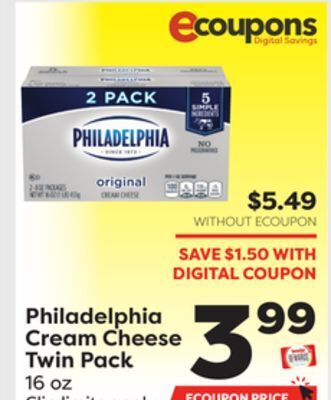 Weis Markets Philadelphia cream cheese twin pack offer