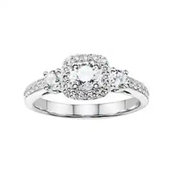 Kohl's Diamonluxe sterling silver 1 5/8 carat t.w. simulated diamond cushion halo engagement ring offer