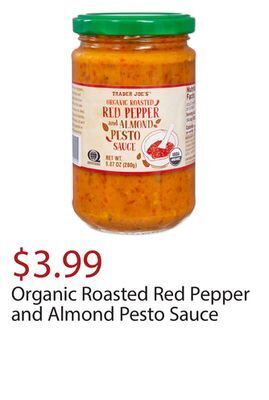 Trader Joe's Organic roasted red pepper and almond pesto sauce offer