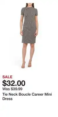 TJ Maxx Tie neck boucle career mini dress offer