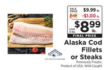 ShopRite Alaska cod fillets or steaks offer