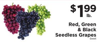 ShopRite Red, green & black seedless grapes offer