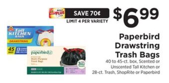 ShopRite Drawstring trash bags offer