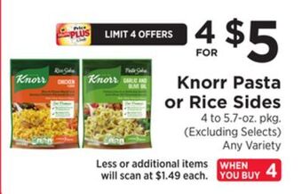 ShopRite Pasta or rice sides offer
