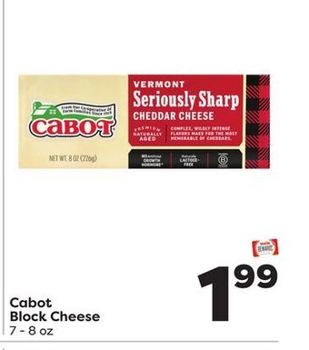 Weis Markets Cabot block cheese offer