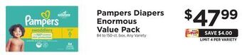 ShopRite Diapers enormous value pack offer