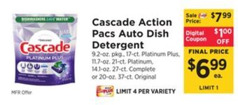 ShopRite Action pacs auto dish detergent offer