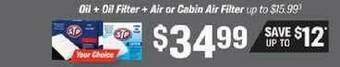 AutoZone Oil + Oil Filter + Air Or Cabin Air Filter offer