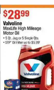 AutoZone Valvoline Maxlife High Mileage Motor Oil offer