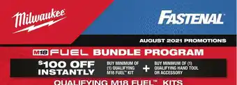 Fastenal Milwaukee M18 Fuel Bundle Program offer