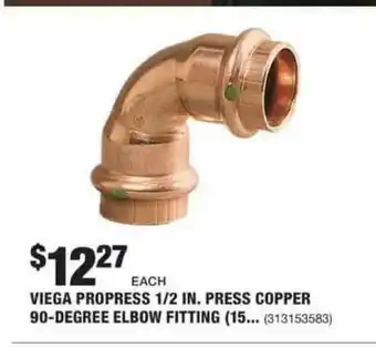 The Home Depot Viega Propress 1-2 In. Press Copper 90-degree Elbow Fitting offer