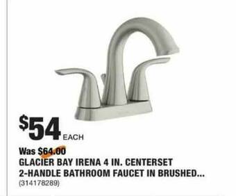 The Home Depot Glacier Bay Irena 4 In. Centerset 2-handle Bathroom Faucet In Brushed.... offer
