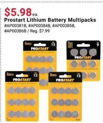 Pep Boys Prostart Lithium Battery Multipacks offer