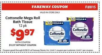 Fareway Cottonelle Mega Roll Bath Tissue offer