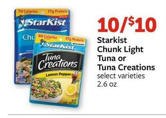 Fareway Starkist Chunk Light Tuna Or Tuna Creations offer