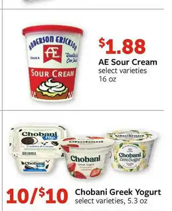 Fareway Ae Sour Cream, Chobani Greek Yogurt offer