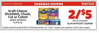 Fareway Kraft Cheese Shredded, Chunk, Cut Or Cubed offer