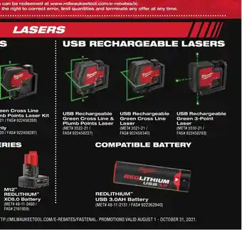 Fastenal Usb Rechargeable Lasers offer
