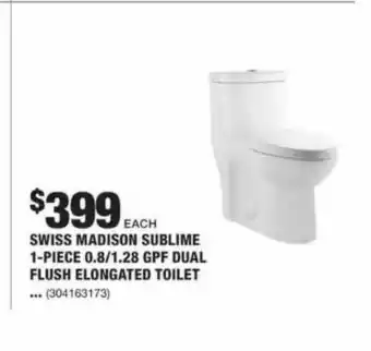 The Home Depot Swiss Madison Sublime 1-piece 0.8-1.28 Gpf Dual Flush Elongated Toilet offer