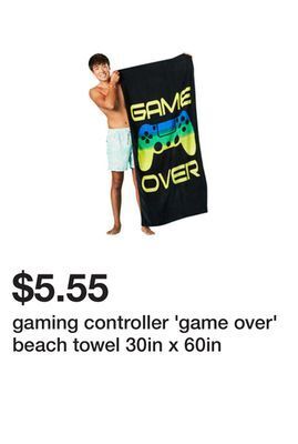 Five Below Gaming controller 'game over' beach towel 30in x 60in offer