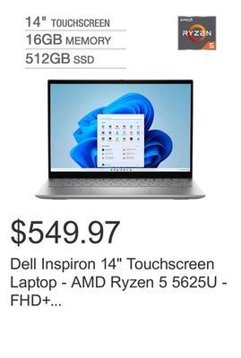 Costco Dell inspiron 14 touchscreen laptop - amd ryzen 5 5625u - fhd+ (1920 x 1200) - windows 11 offer
