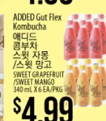 Hmart Added gut flex kombucha sweet grapefruit /sweet mango offer