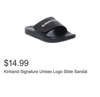 Costco Kirkland signature unisex logo slide sandal offer