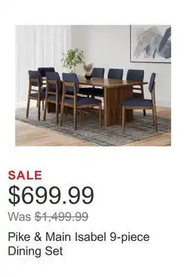 Costco Pike & main isabel 9-piece dining set offer