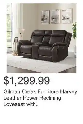 Costco Gilman creek furniture harvey leather power reclining loveseat with power headrests offer