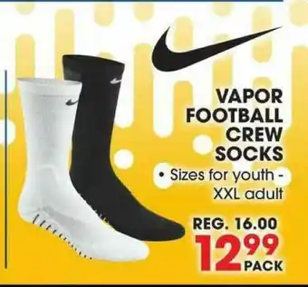 Big 5 Vapor Football Crew Socks offer
