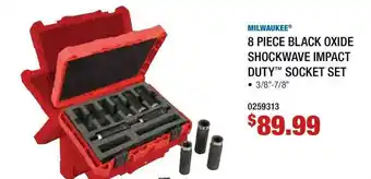 Fastenal Milwaukee® 8 Piece Black Oxide Shockwave Impact Duty™ Socket Set offer