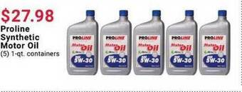 Pep Boys Proline Synthetic Motor Oil offer