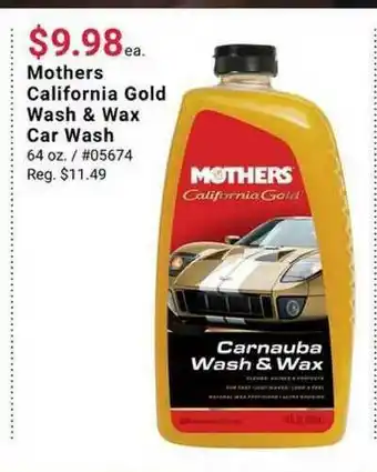 Pep Boys Mothers California Gold Wash & Wax Car Wash offer
