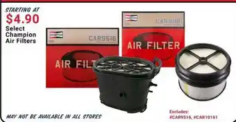 Pep Boys Select Champion Air Filters offer