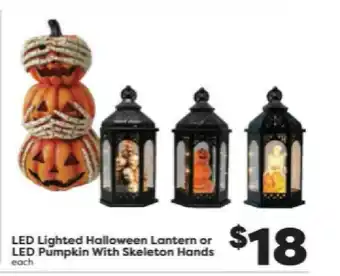 Weis Markets Led Lighted Halloween Lantern Or Led Pumpkin With Skeleton Hands offer