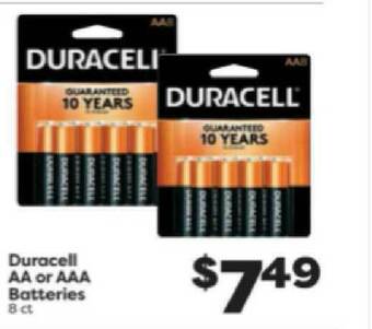 Weis Markets Duracell AA Or AAA Batteries offer