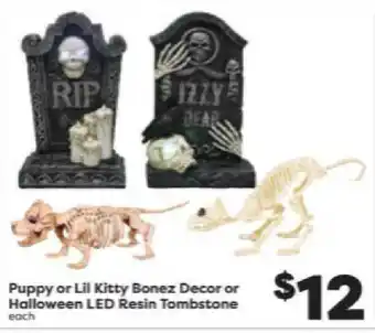 Weis Markets Puppy Or Lil Kitty Bonez Decor Or Halloween Led Resin Tombstone offer