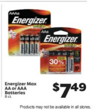 Weis Markets Energizer Max AA Or AAA Batteries offer