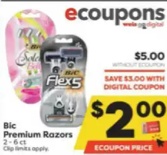 Weis Markets Bic Premium Razors offer
