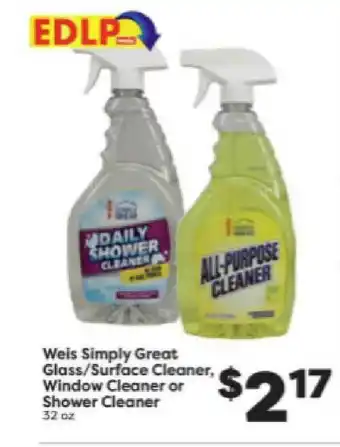 Weis Markets Weis Simply Great Glass-Surface Cleaner, Window Cleaner Or Shower Cleaner offer
