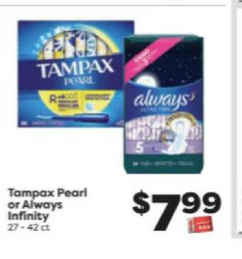 Weis Markets Tampax Pearl Or Always Infinity offer