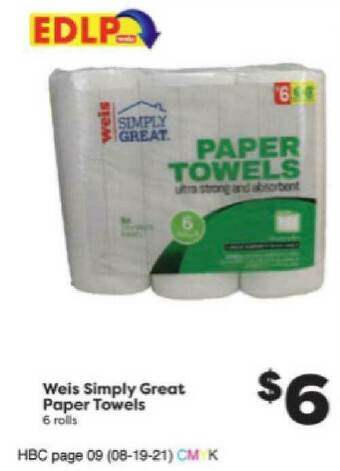 Weis Markets Weis Simply Great Paper Towels offer