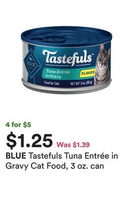 Petco Tastefuls tuna entrée in gravy cat food, 3 oz. can offer