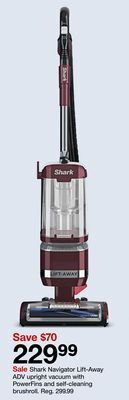 Target Shark navigator lift-away adv upright vacuum with powerfins and self-cleaning brushroll offer