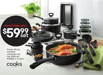 JC Penney Cooks 30-pc. nonstick cookware set offer