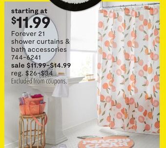 JC Penney Forever 21 shower curtains & bath accessories offer