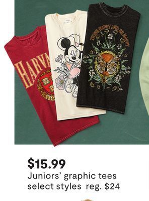 JC Penney Juniors' graphic tees offer